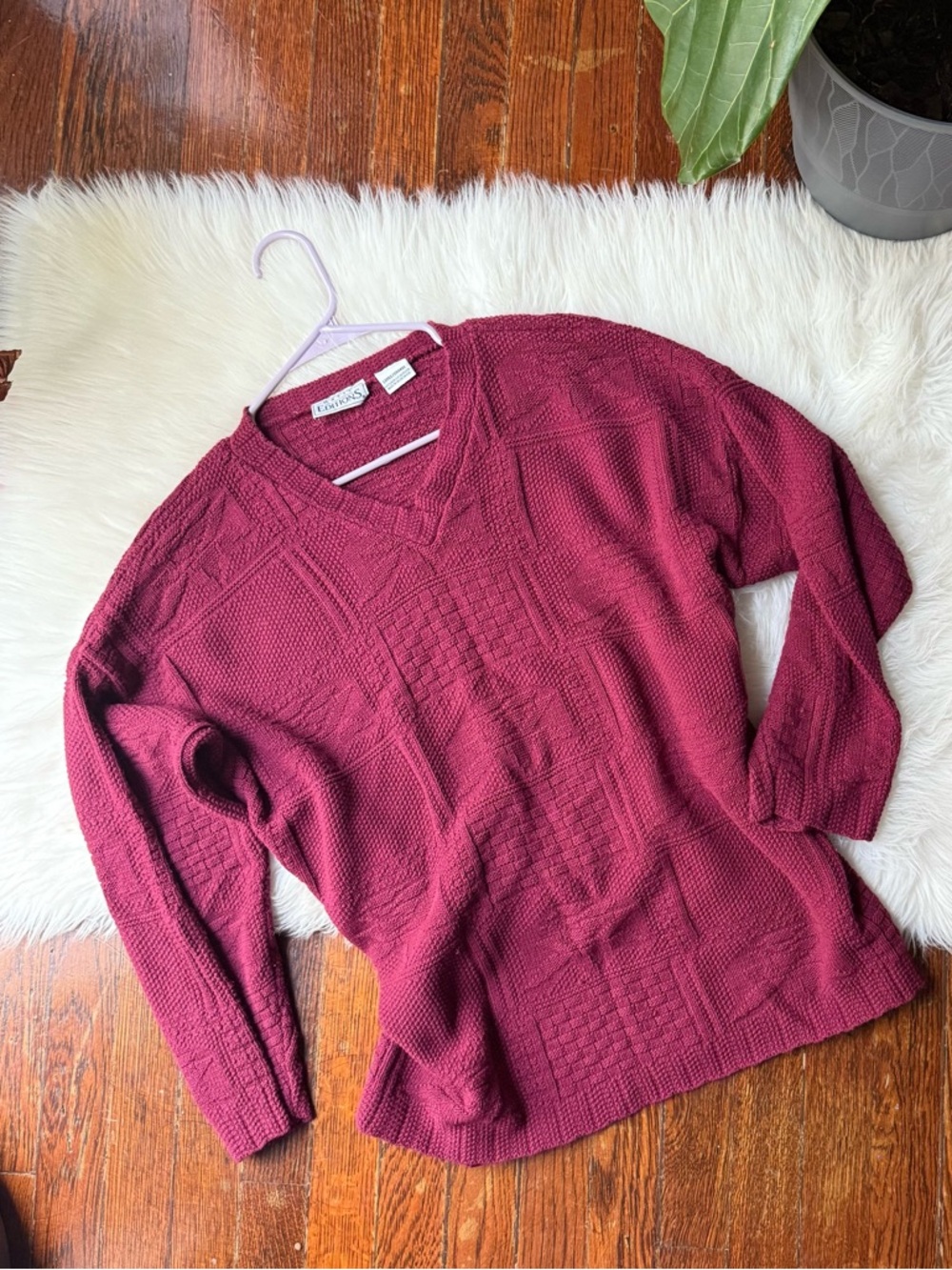 90s Burgundy Oversized Cozy Sweater Meg Ryan Vibes